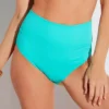 Sunsets Aquamist Ribbed Hannah High Waist Swim Bottom - Teal Foldover Bikini Bottom