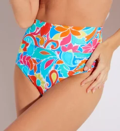 Sunsets Festive Floral Ribbed Hannah Foldover High Waist Swim Bottom