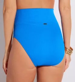Sunsets Harbor Blue Ribbed Hannah Foldover High Waist Bikini Bottom -Her Room US sunsets suns01 33bhb bs