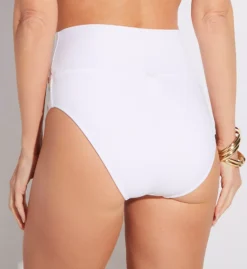 Sunsets White Lily Hannah High Waist Swim Bottom - Pure White Foldover Bikini Lower -Her Room US sunsets suns01 33bwl bs