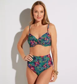 Sunsets Welcome To Rio Hannah Foldover High Waist Swim Bottom – Teal Tropical Print -Her Room US sunsets suns01 33bwtr cs2
