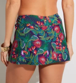 Sunsets Welcome To Rio Tropical Print Sporty Swim Skirt – White with Purple Shorts High-Rise Skort -Her Room US sunsets suns01 40bwtr bs