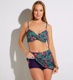 Sunsets Welcome To Rio Tropical Print Sporty Swim Skirt – White with Purple Shorts High-Rise Skort -Her Room US sunsets suns01 40bwtr cs1