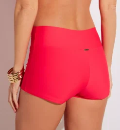 Sunsets Geranium Pink Foldover with Goldtone Logo – Kinsley Swim Short -Her Room US sunsets suns01 432bg bs