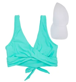 Sunsets Mint Elsie Crossover Underwire Swim Top – Sporty Elegant Recycled Bikini Top -Her Room US sunsets suns01 523mt cs6