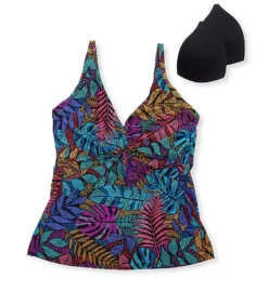 Sunsets Panama Palms Forever Black Tropical Plunge Underwire Tankini Swim Top -Her Room US sunsets suns01 77ppm cs6