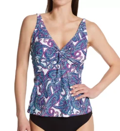 Sunsets Regatta Paisley Forever Tankini – Bra-Sized Underwire Twist Front Swim Top