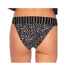 Swim Systems Black Sand Bliss Reversible Banded Swim Bottom – Striped and Polka Dot Mid-Rise Bikini -Her Room US swim systems swim01 b308bs cs1
