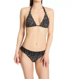 Swim Systems Black Sand Bliss Reversible Banded Swim Bottom – Striped and Polka Dot Mid-Rise Bikini -Her Room US swim systems swim01 b308bs cs2