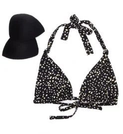 Swim Systems Black Sand Mila Triangle Halter – Recycled Fabric Wireless Swim Top -Her Room US swim systems swim01 t502bs cs6