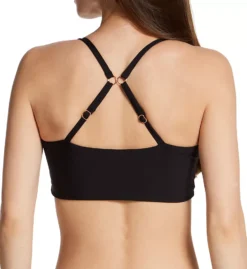 Swim Systems Black Sivan Zip-Front Crop Swim Top - Bra-Sized Recycled Bikini Top -Her Room US swim systems swim01 t530b cs1