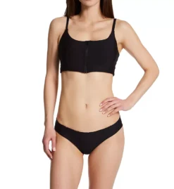 Swim Systems Black Sivan Zip-Front Crop Swim Top - Bra-Sized Recycled Bikini Top -Her Room US swim systems swim01 t530b cs3