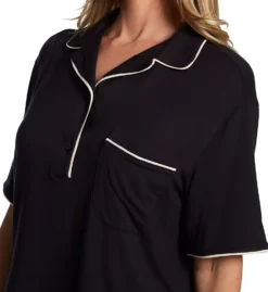 Tommy John Navy Downtime Short Sleeve Pajama Short Set with Contrast Piping -Her Room US tommy john tj01 1003733 cs1