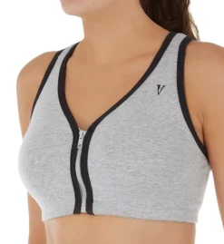 Color Block Zip Front Sports Bra
